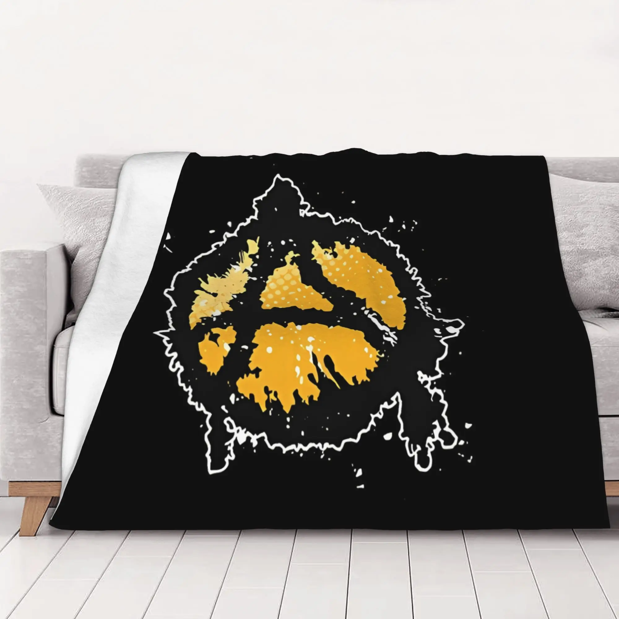 1PC home Cutecore Anarchy Symbol In Yellow Anarchy Blanket Super Cosy Plush Home Living Room Sofa halloween