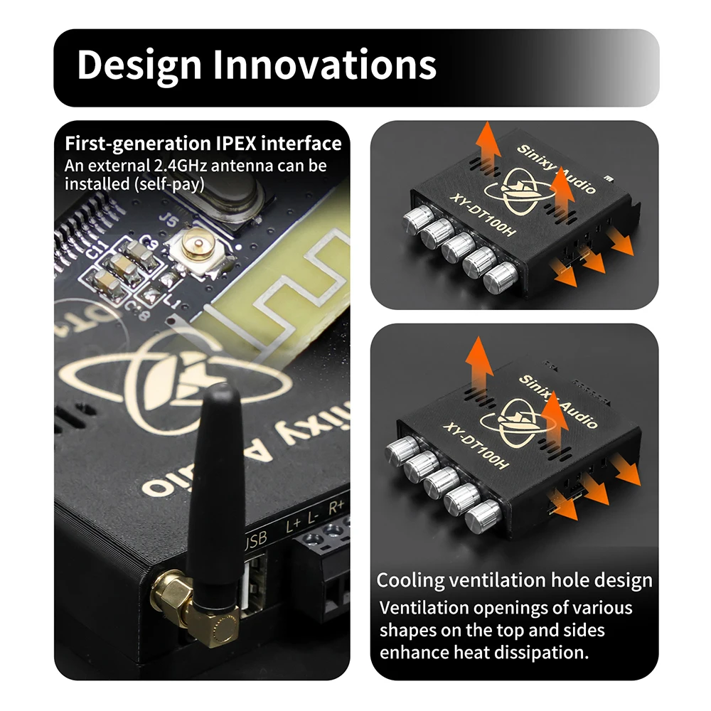 XY-DT100H 2.1-Kanal Bluetooth Digital-Verstärkerplatine Audio-Modul TWS Bass-Boost 50W+100W DC12-24V Stromversorgung für Heimaudio – Detail 14
