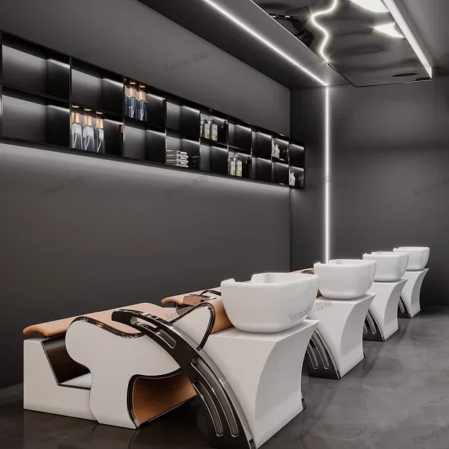 

Modern luxury Stainless steel head spa shampoo bed shampoo chairs shampoo bowl and chair for salons