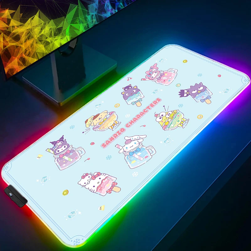 Alas Mouse LED Pochacco Gaming Notebook Lock Edge Backlight Aksesori RGB Mousepad Gamer PC Completo Alas Meja Keyboard Komputer