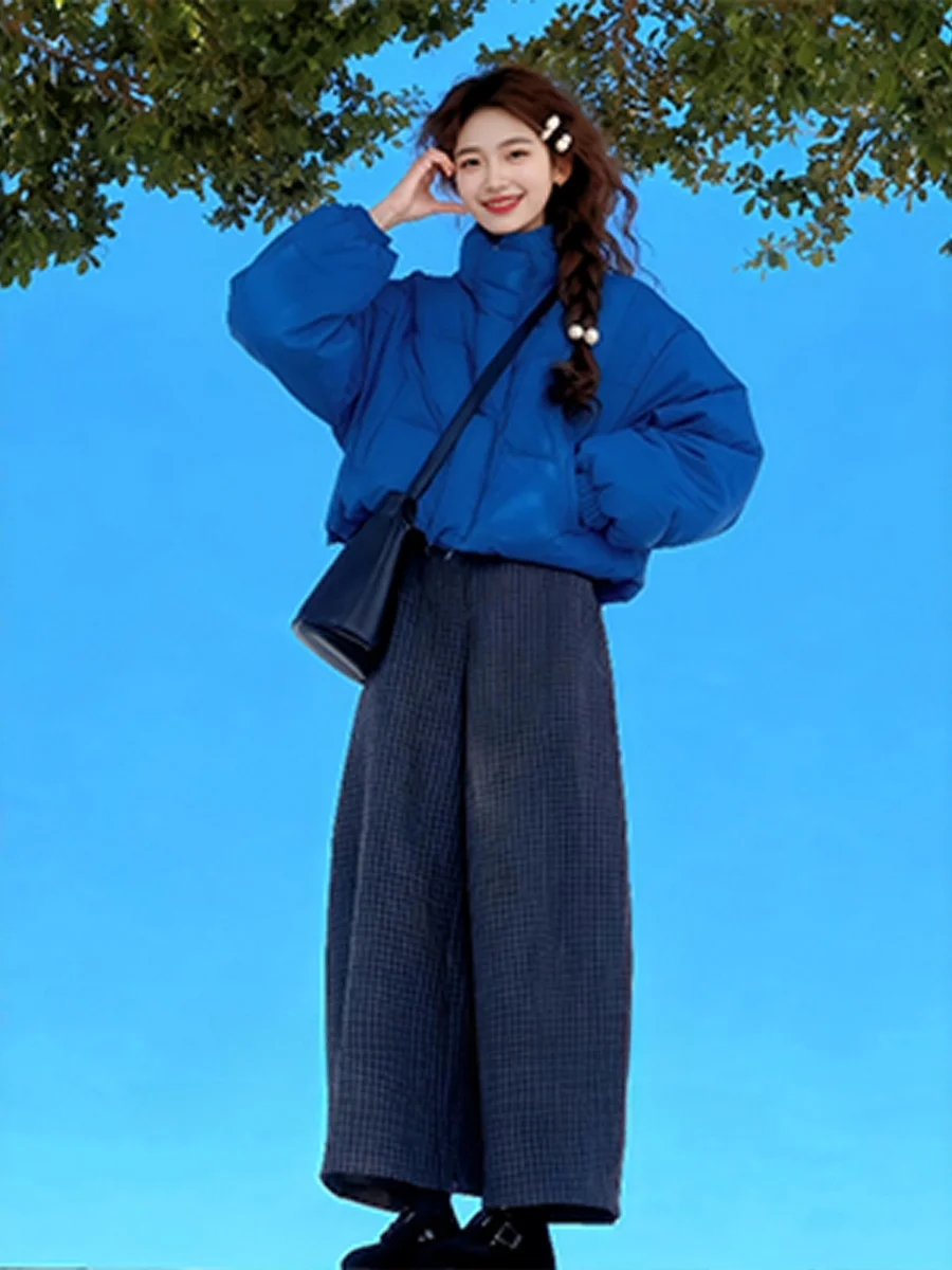 

Новая женская зимняя теплая куртка из хлопка Klein Blue Thiened ort Bread, с воротником-стойкой, свободного кроя, в корейском стиле, 2025 год