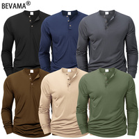Mens Long Sleeve Henley Neck T-shirt Slim Fit Bottoming Tshirt Casual Button Shirt Comfortable Fitness Tee Cozy Top