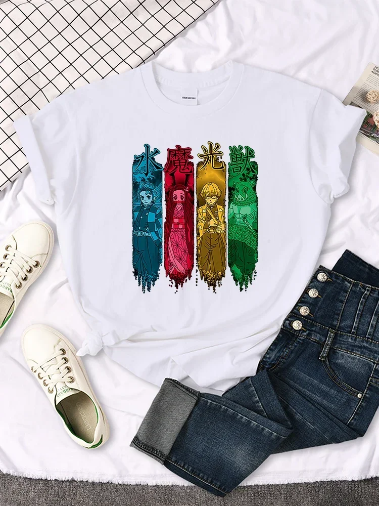 Hip Hop Tee Summer Anime Female T-shirt Japanese Cartoon Colorful Printing Women T Shirts Anime Style Top Oversize T-shirts