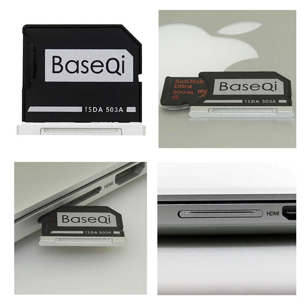 Para macbook pro retina 15 polegada Year2012-Early2013 baseqi sem emenda micro adaptador de cartão sd alumínio mac pro mini unidade