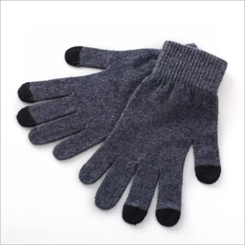 Guantes de cachemira para hombres y mujeres Otoño/Invierno teléfono móvil pantalla táctil cálidos dedos completos guantes de ciclismo de cinco dedos