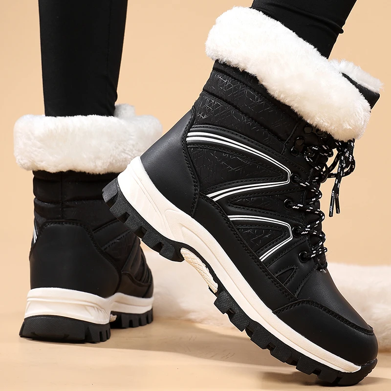 Women Snow Boots Waterproof Winter Keep Warm Plush Cotton Boots Platform Ankle Boots  Snow Shoes Fur Outdoor Short Boots Fashion