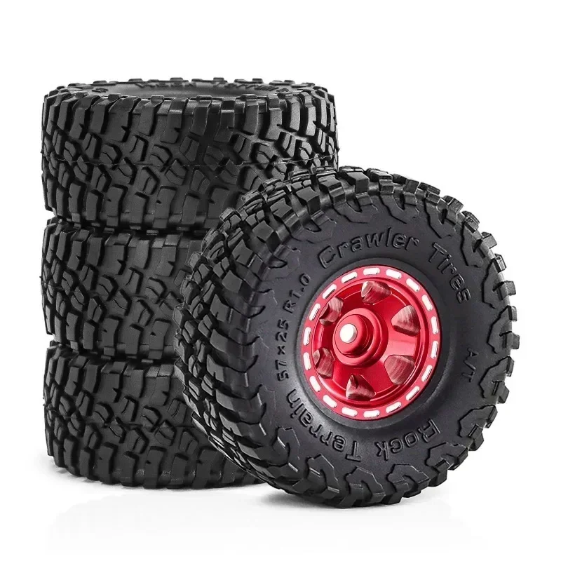 4個入り 57mm 1.0インチ メタルビードロックホイールタイヤセット 1/18 1/24 RCクローラーカー TRX4M SCX24 AX24 FCX24 アップグレードパーツ アクセサリー