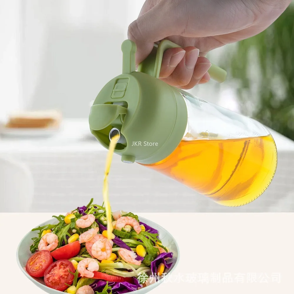 2 in 1 Olive Oil Sprayer Dispenser Bottle Large Capacity Spray Pour Oil Bottle for Kitchen Cooking BBQ Frying Camping view 2