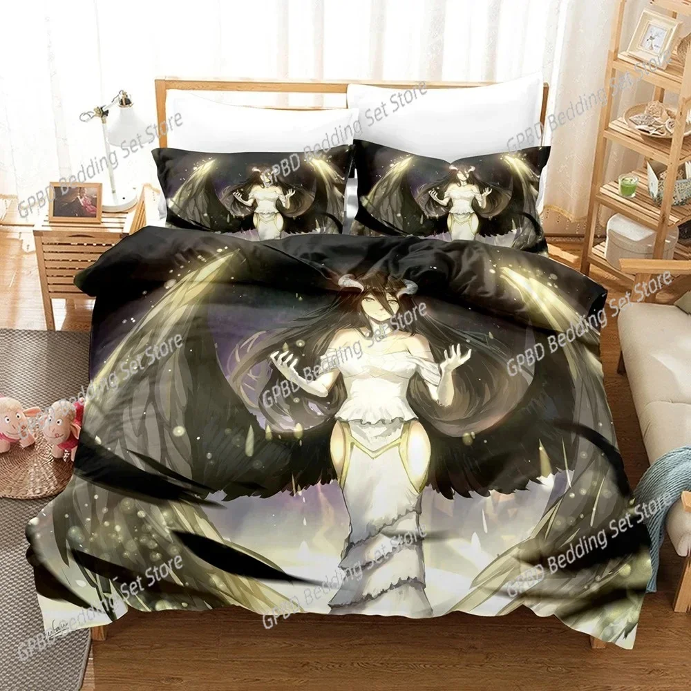 Fashion OVERLORD Anime Bedding Set,Duvet Cover Comforter Bed Set Quilt Cover Pillowcase,King Queen Twin Size Boys Girls Adults