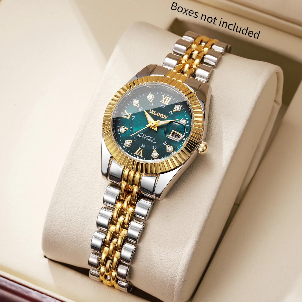 Fashion Rhinestone Women Watches Ladies Roma Dial Stainless Steel Strap Calendar Quartz Wristwatches Reloj Mujer (Without Box)