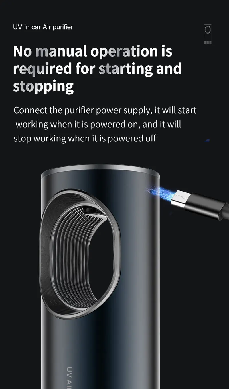 UVC Air Purifier Negative ions Ozonizer Portable Air Disinfectant Car Interior Cleaner  Deodorant for Cars Vehicle Sterilizer