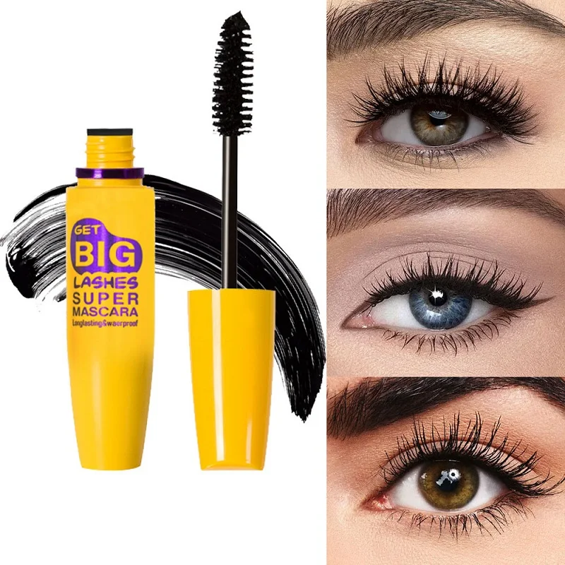Dense Plump Type Quick Dry Waterproof Long Lasting Sweat Resistant Non Smudging Durable Black Mascara Naturally Curled Slender