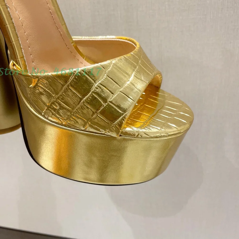 Gold Platform Thick High Heel Sandals Strange Style Heels Large Size 42 Sandals Height Increasing Designer Sexy Casual Pumps