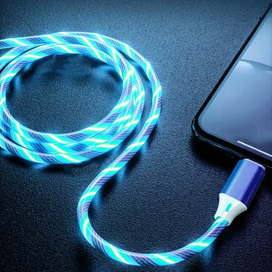 

Светящийся светодиодный светильник USB A до Type C, кабель для быстрой зарядки для Iphone 15 16 Pro Max Xiaomi Samsung OPPO Huawei
