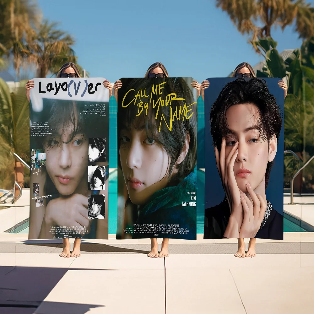 Singer Kpop K-Kim T-Tae H-Hyung V Layover Beach Towels Shower Travel Spa Microfiber Quick Dry Gym Accessories Cute Room Decor