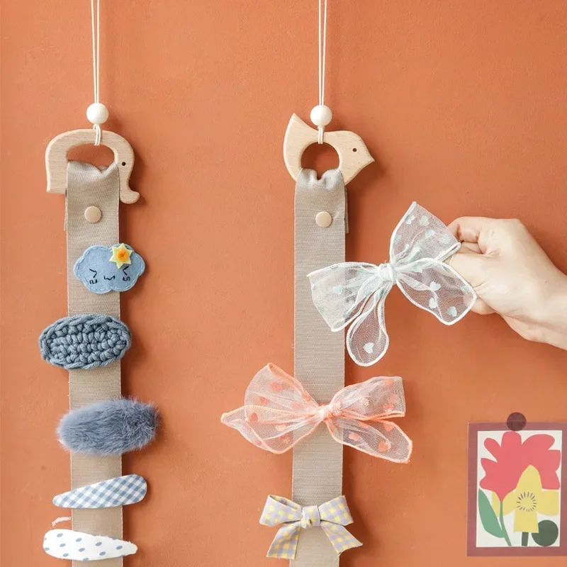 Wooden Animal Baby Hair Clips Holder Princess Girls Hairpin Headband Storage Pendant Jewelry Organizer Wall Ornaments