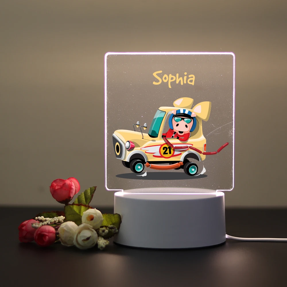 Personalized Custom Car Cute  3D Led Night Lamp Usb Gift For Kids 3D Night Light