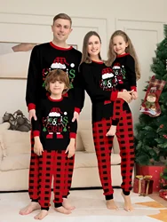 2024 Winter Christmas Crew Print Pajamas Set Mom Daughter Dad Son Matching Clothes Casual Soft Lounge-wear Xmas Gift Family Look