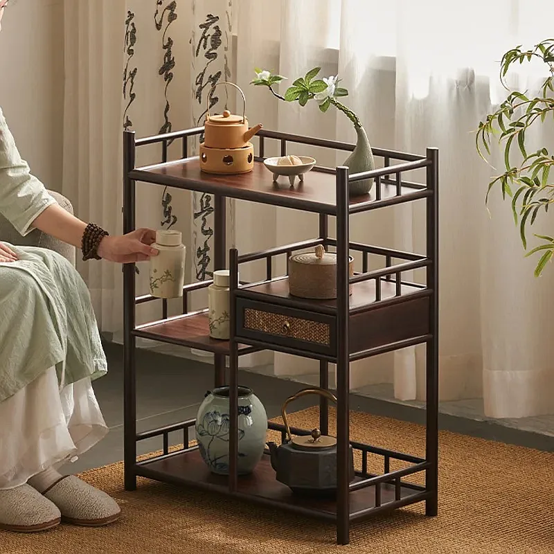Bamboo Tea Table Chinese Style Side Cabinet Multifunctional Living Room Porch Decor