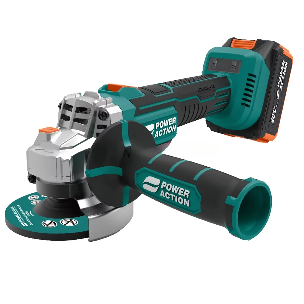 

Power Action Electric DC20V 4.0Ah Cordless Brushless 100mm 125mm Angle Grinder Variable Speed