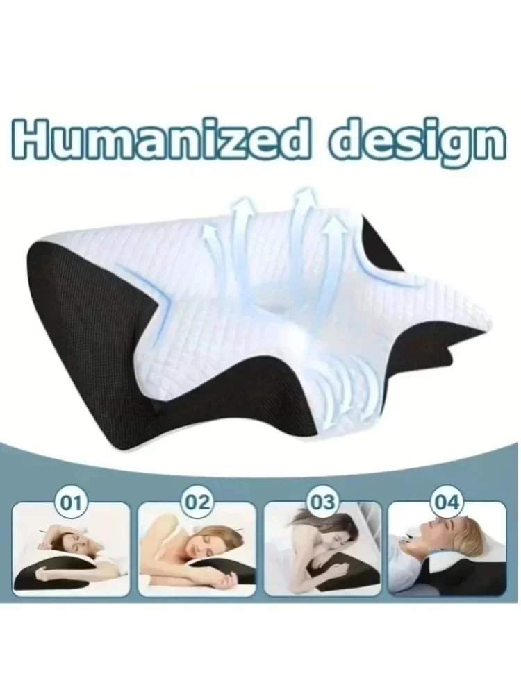 Nackenkissen aus Memory-Schaum, ergonomisches Nackenkissen, langsamer Rückprall, Schlafentspannung, weiß, 100 % Polyurethan-Schaumfüllung, für Rücken- und Seitenschläfer, fördert die richtige