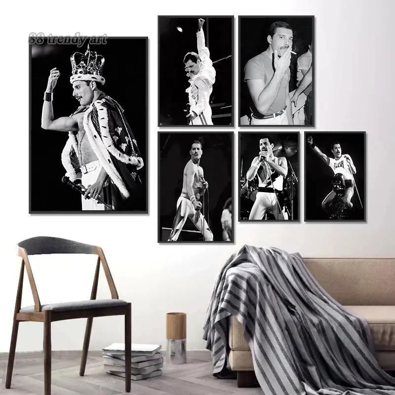 Great Rock Star Freddie Mercury Posters Prints Legend Rock Band Queen Lead Singer Canvas Painting Wall Art Pictures Room Decor