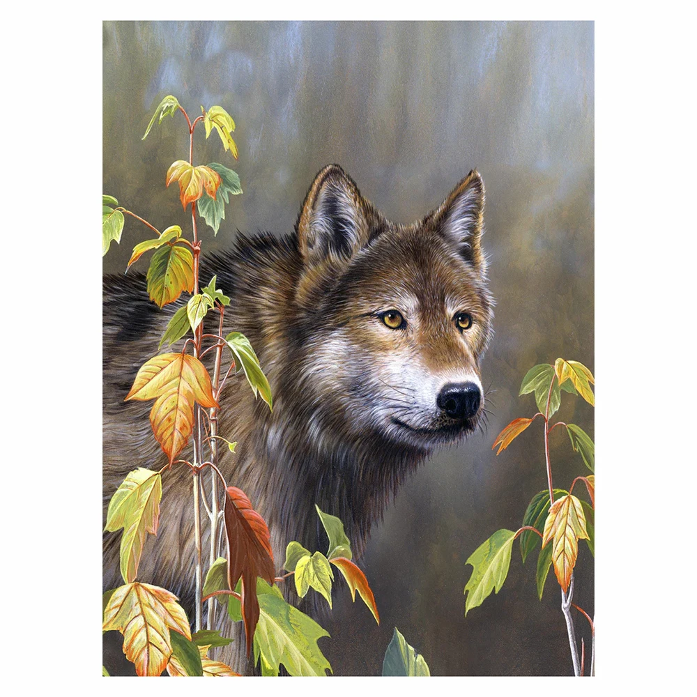 LZAIQIZG Full Drill Diamond Painting Hiding Focus Wolf Diamond Embroidery Animal Cross Stitch Handicraft Decoration For Home