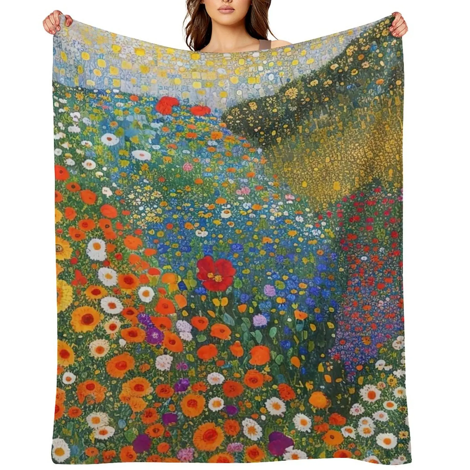 

Gustav Klimt Flower Garden Throw Blanket Polar Luxury Designer valentine gift ideas Blankets