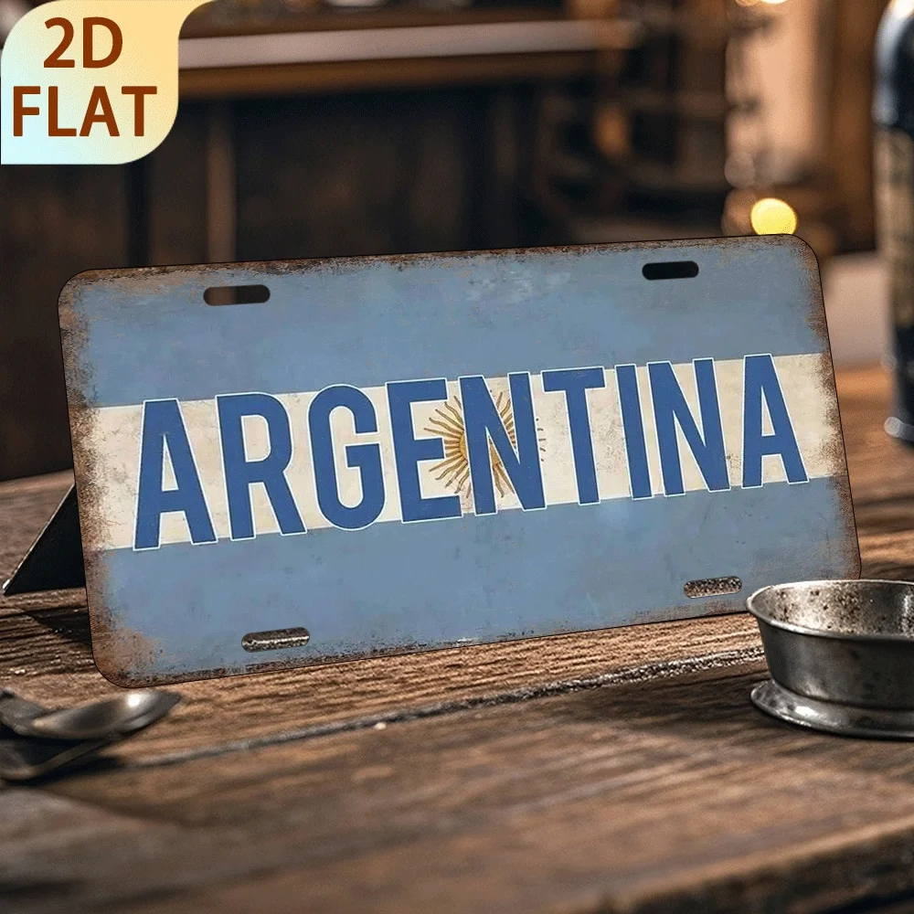 2D Flat - 1pc Vintage Argentina Metal Sign - 6x12 Inch Aluminum Wall Decor Plaque, Retro 2D Flat UV Print, Distressed Blue with