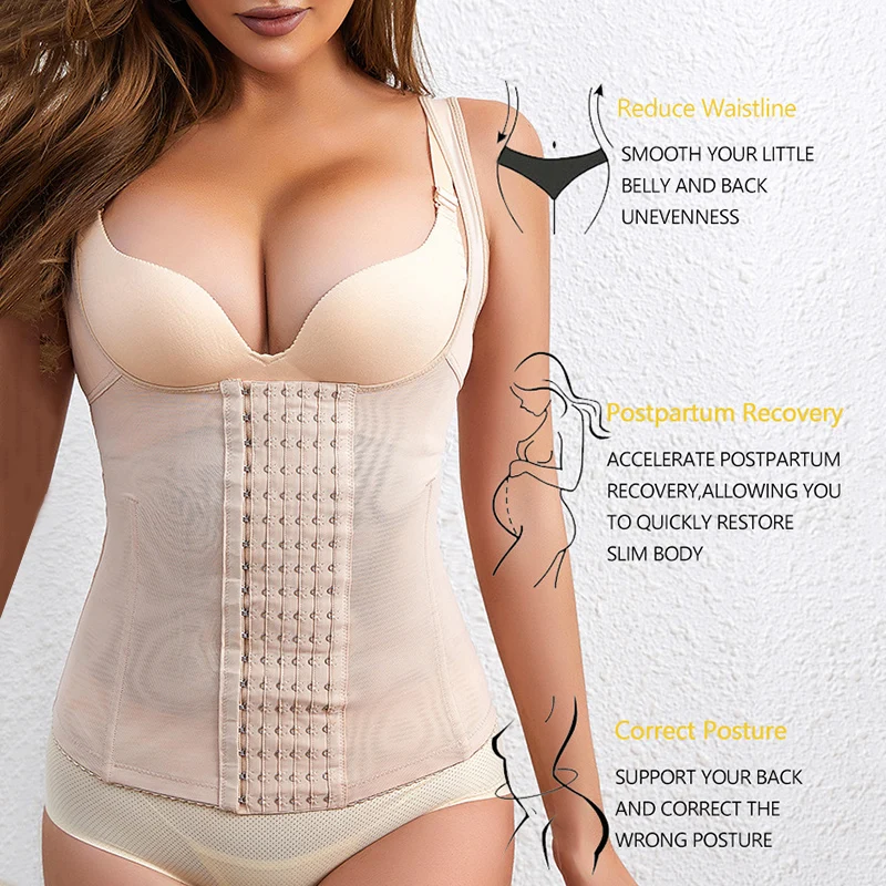 Women's Tummy Control Waist Trainer Vest Slimming Body Shaper Sheath Belt Corset Cincher Flat Belly Girdle for Shapewear