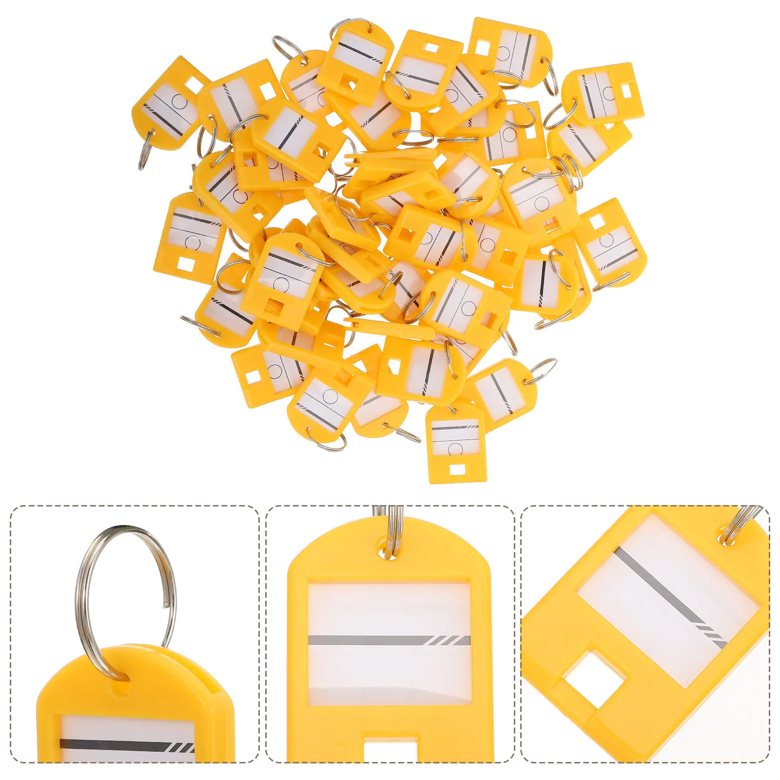 50Pcs Plastic Key Tags Key Classification Labels with Strong Split Rings for Hotel Luggage Gym Dormitory Travel Essentials