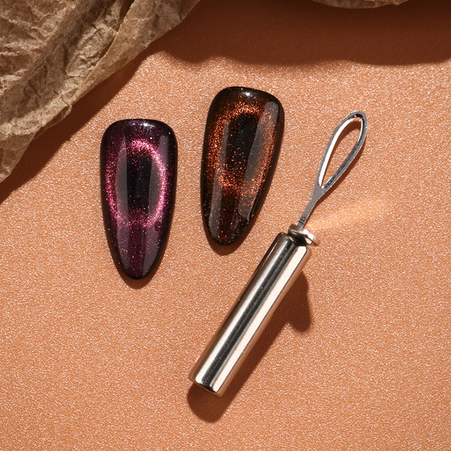 Strumento ausiliario per forchetta in ferro con effetto occhio di gatto cavo magnetico Cat Eye con foro nero per strumenti per accessori magnetici per smalto fai da te per nail art