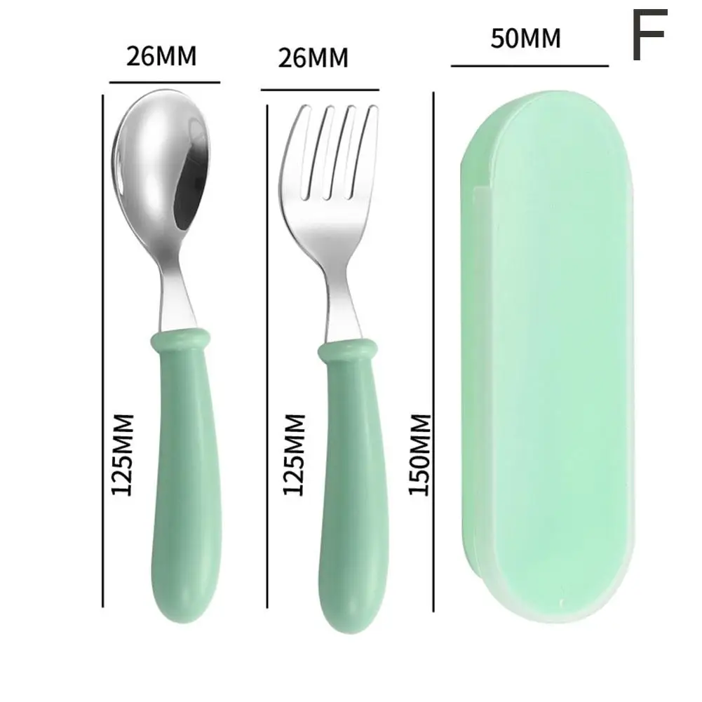 Children Spoon Forks Box Kids Stainless Steel Kids Feeding Utensils Dinnerware Cutlery Baby Baby Cutlery Portable Tableware E6L1