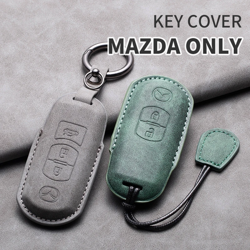 Leather Car  Key Case Cover Shell For Mazda 2 3 5 6 GH GJ Axela Atenza Demio CX-5 CX5 CX-3 CX-7 CX8 CX-9 2/3 Button Key Holder