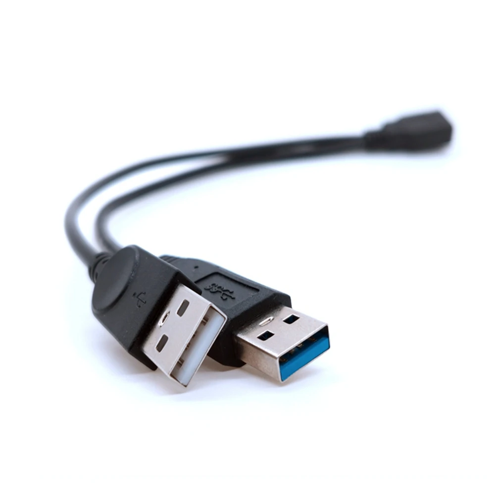 0.3M Cable USB 3.0 Female to Dual USB Male With Extra Power Data Y Extension Cable for 2.5\