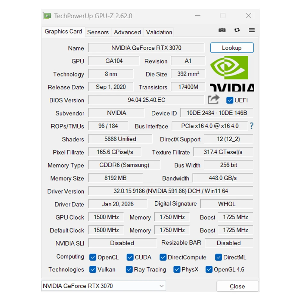 Tarjetas Gráficas para Juegos SOYO GeForce RTX 3070 8GB GDDR6 256 Bit GPU Tarjeta de Video RTX3070 6