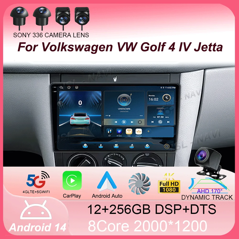 Android 14 For Volkswagen VW Golf 4 IV Jetta MK4 Classics Multimedia Player Carplay GPS Auto Car Radio Stereo DSP