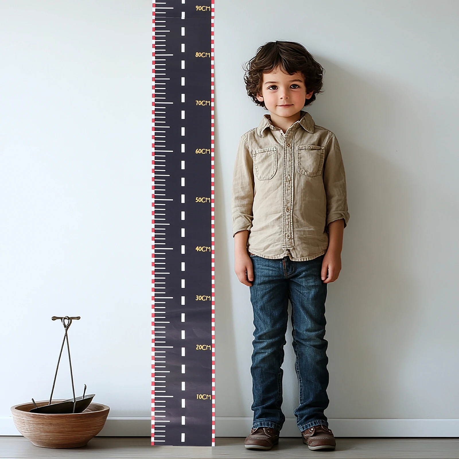 

Creative Height Chart Wall Sticker Race Car Theme Self-Adhesive Pvc Growth Tracker For Nursery Playroom Removable Decal