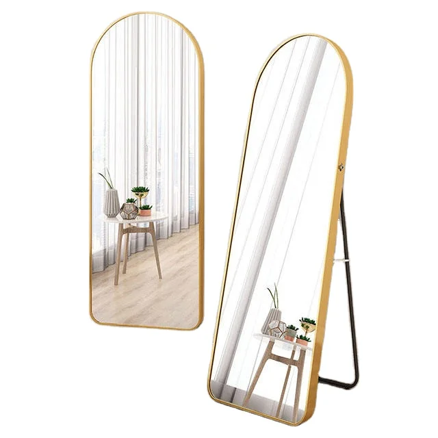

Metal Dressing Room Gold Aluminum Simple Photo AL Floor Stand Dressing Mirror Frame