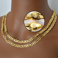 Sunny Jewelry Fashion New Copper Necklace Figaro Chains Gold Plated High Quality For Women Man Italy 750 For Daily Wear Gift