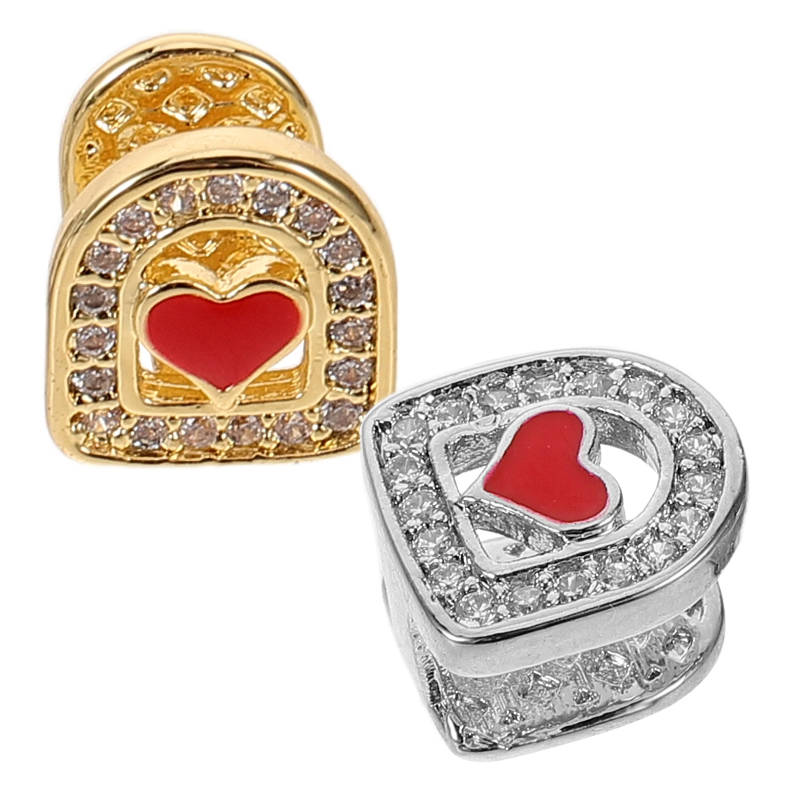 

2pcs Hip-hop Style Gold Single Tooth Grill Mouth Grills for Men Women Studded Enamel Heart Design Lightweight Comfortable Party