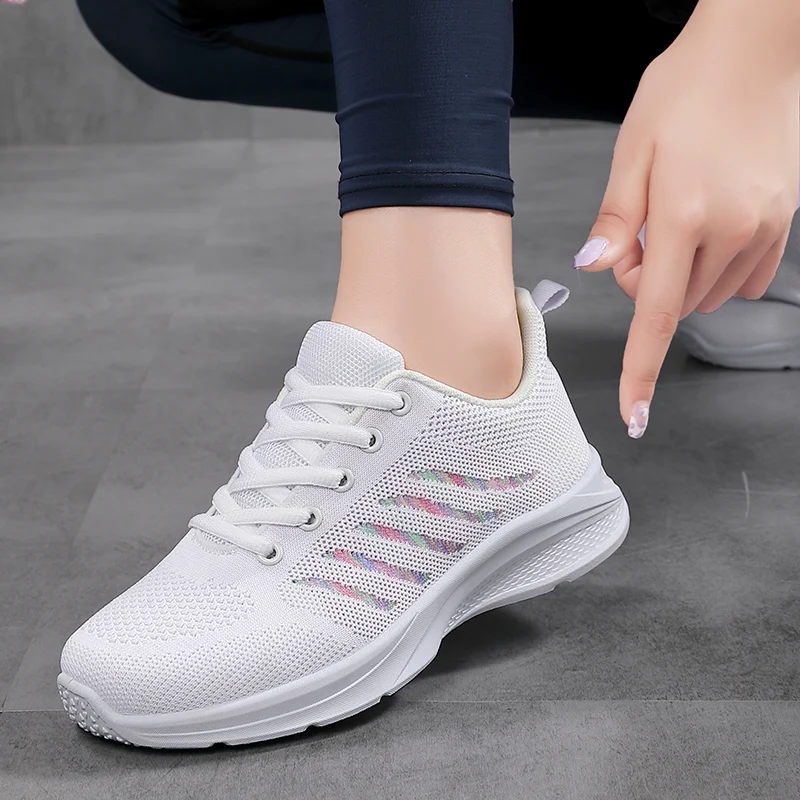 Mesh Women Vulcanized Shoes Sneakers Platform Shoes Woman Loafers Breathable Air Mesh Swing Wedges Shoe Breathable Flats