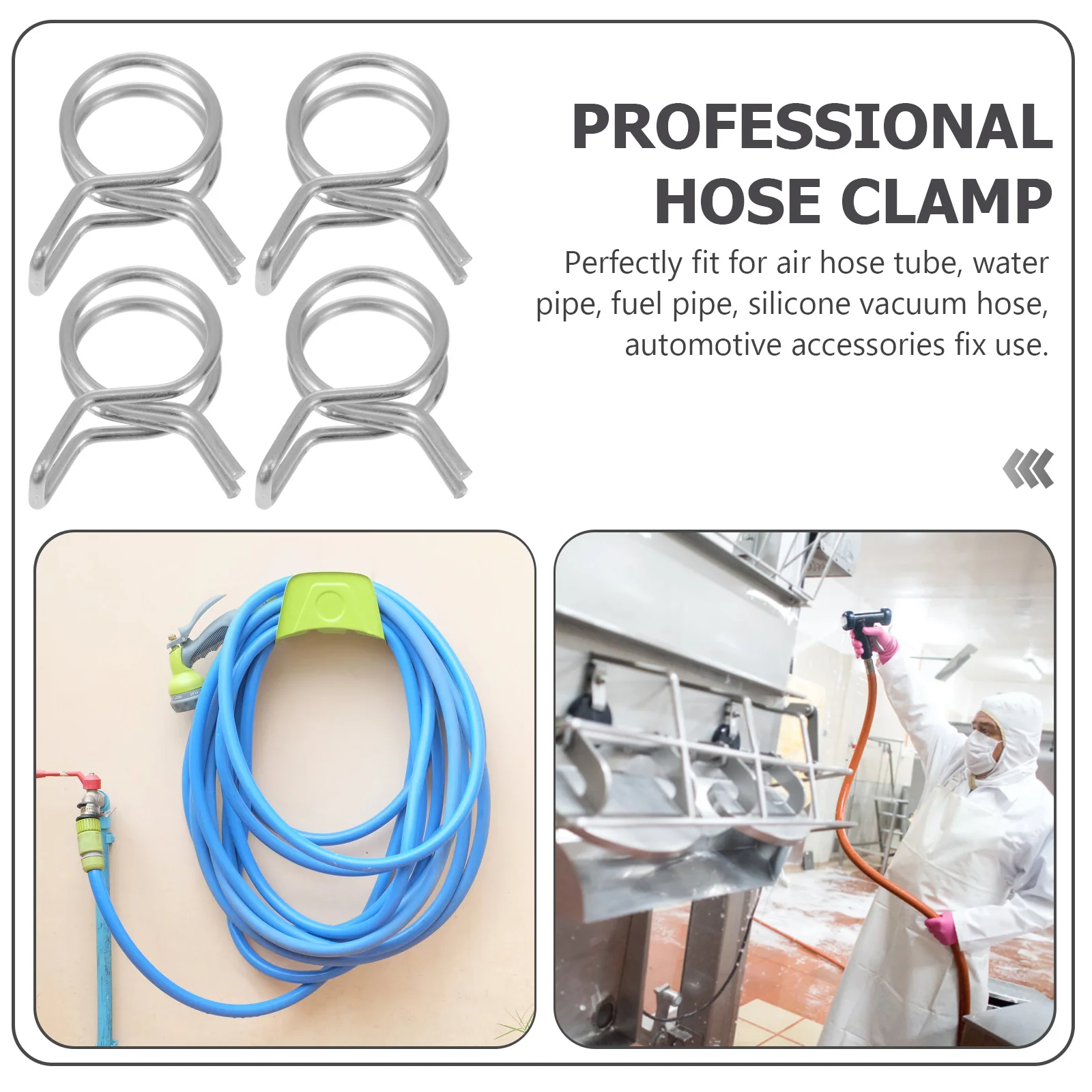 

200 Pcs Double-ring Spring Clip Hose Clamp Kit Stainless Water Pipe Clamps Clips Steel Irrigation Drip