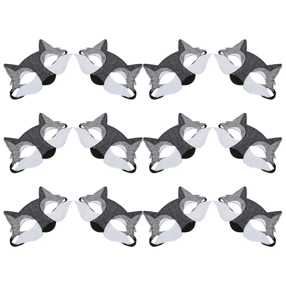 

12Pcs Felt Wolf Mask Half Face Lightweight Comfortable Fit for Cosplay Halloween Party Dress Up Halloween Wolf Mask