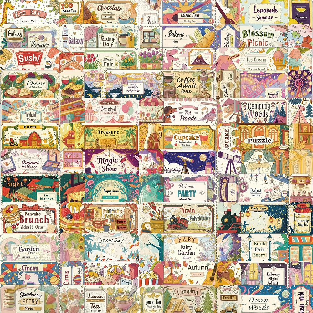 10/30/50pcs Retro Dream Ticket Graffiti Stickers Cartoon Decoration Decal Toy DIY Luggage Phone Laptop Creative Graffiti Sticker