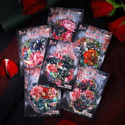 10 Pcs PET Red black flowers Sticker decorazione piante naturali adesivi diario fai da te Album materiale Scrapbook forniture per diario spazzatura