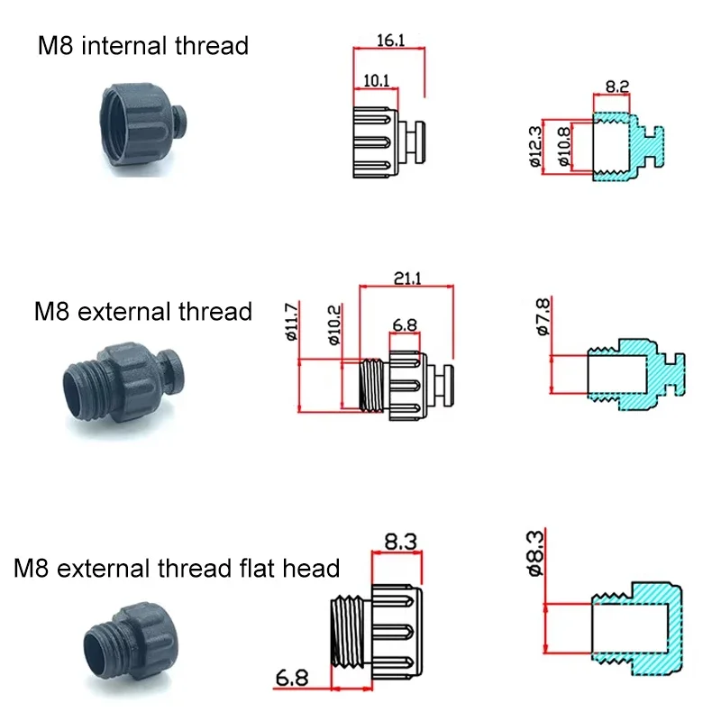 M8/M12 Connector Dust Cover for Aviation Plug Internal Thread/External Thread Male Female Special Cap with Rope 10Pcs Dust Cover