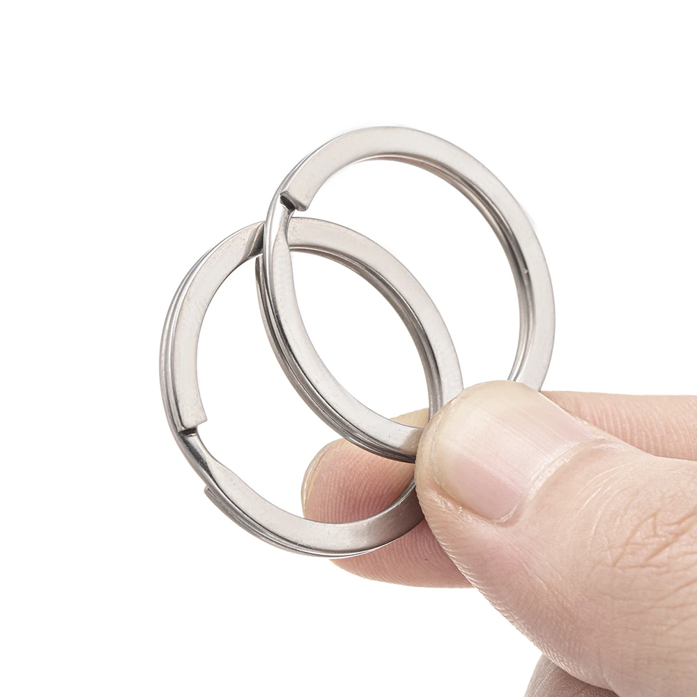 20pcs Stainless Steel Keyring Round Key Ring Key Chain Split Keychain Key Holder For Key Flat Rings Connectors Jewelry Making