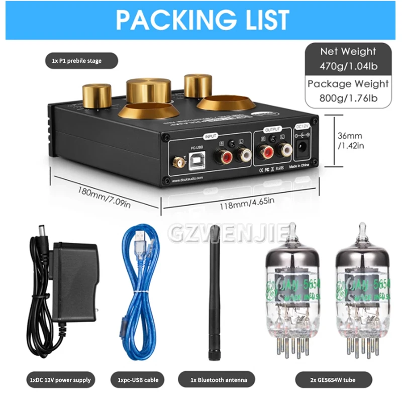 Audio HiFi Bluetooth 5,0 GE5654Tube preamplificador de vacío USB RCA APTX preamplificador de Audio estéreo para el hogar amplificador de auriculares