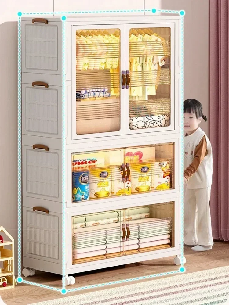 Transparent Visual Cabinets Stable Load-bearing Clothes Organizer Rack Baby’s Bedroom Closets Wardrobe Clothes Folding Bins